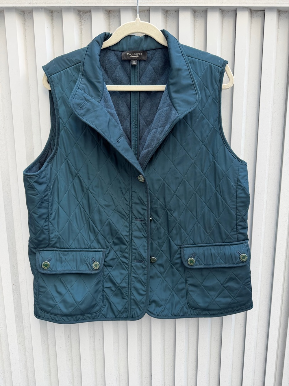 Talbots Quilted Fleece Lined Riding Vest Teal Blue XL Equestrian Preppy